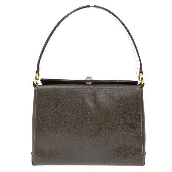 GUCCI One Handle Hand Bag Leather Brown Gold-plated Italy 68KA913 - Picture 3 of 16